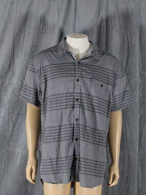 Men's Button-Down Shirt - Quiksilver Grey with Black Stripe - Men's 2XL
